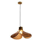 Amber Glass Pendant Light Floral Design Vintage Light