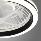 White Flush Mount Ceiling Fan with Light Plastic Round Design Lamp
