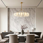 Modern LED Chandelier Cloud Stone Full Copper Ceiling Light