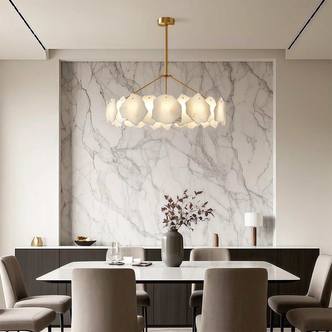 Modern LED Chandelier Cloud Stone Full Copper Ceiling Light