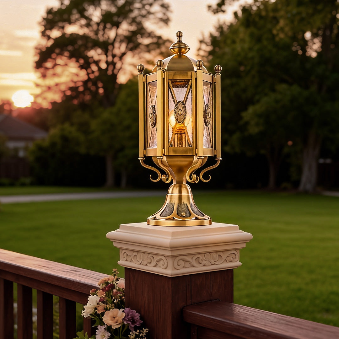 Vintage Pillar Lights European Copper Outdoor Waterproof Light