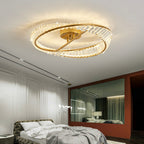 Mobius Light Fixture Luxury Gold Ring Flush Mount Crystal Light