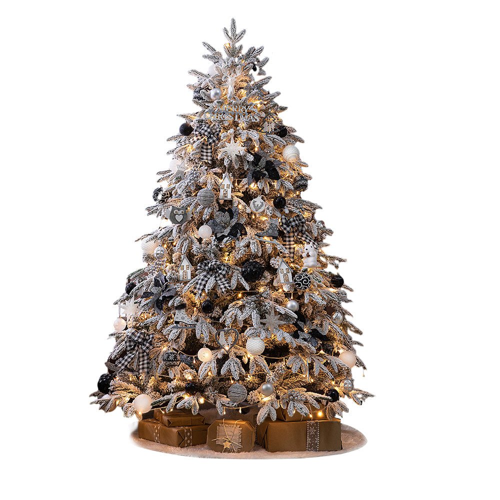 Artificial Simulation Falling Snow Christmas Decor Tree with String Lights