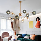 Clear Glass Flush Mount Ceiling Light Gold Finish 6-Head Creative Lamp