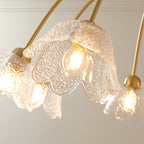 Glass Shades Chandelier Flower Shaped French Style Clear Ceiling Light