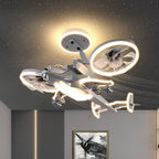 Kids Ceiling Fan With Light Fighter Jet Shaped Full Spectrum Fan Light