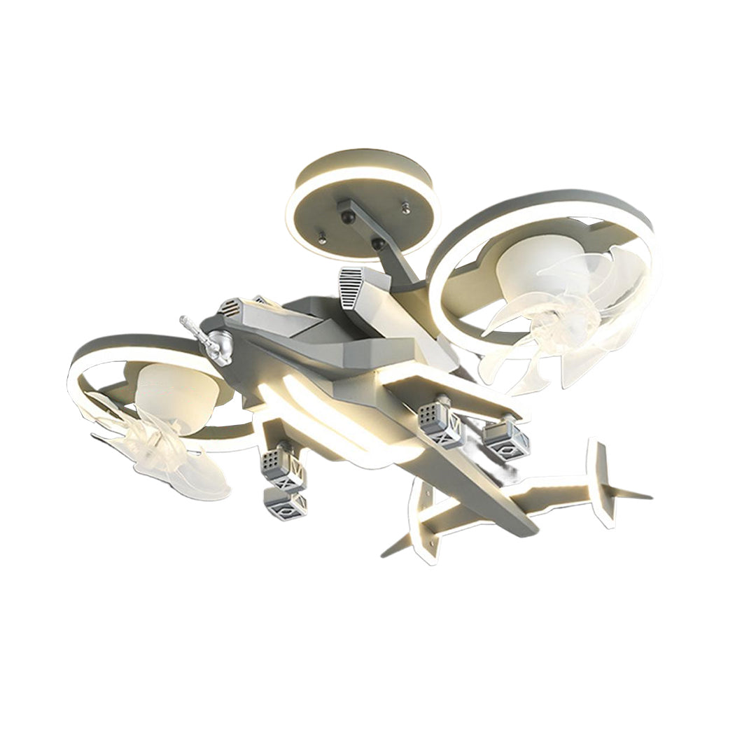 Kids Ceiling Fan With Light Fighter Jet Shaped Full Spectrum Fan Light