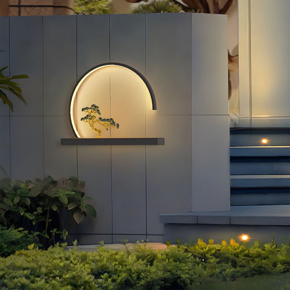 Waterproof Chinese Greeting Pine Outdoor Wall Light