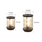 [Open-Box] Striped Glass Cylindrical Waterproof Portable Solar Outdoor Lanterns