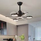 Ceiling Fan with Multiple Lights French Vintage Black Iron 3-Blade Fan