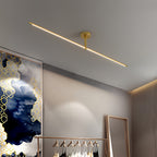 Linear Semi Flush Mount Light Minimalist Black Gold LED Ceiling Lamp