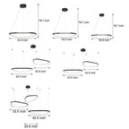 Black 1/2/3-Light Triangle Ring Chandelier