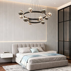 Black and Gold Modern Chandelier Acrylic LED Ceiling Light