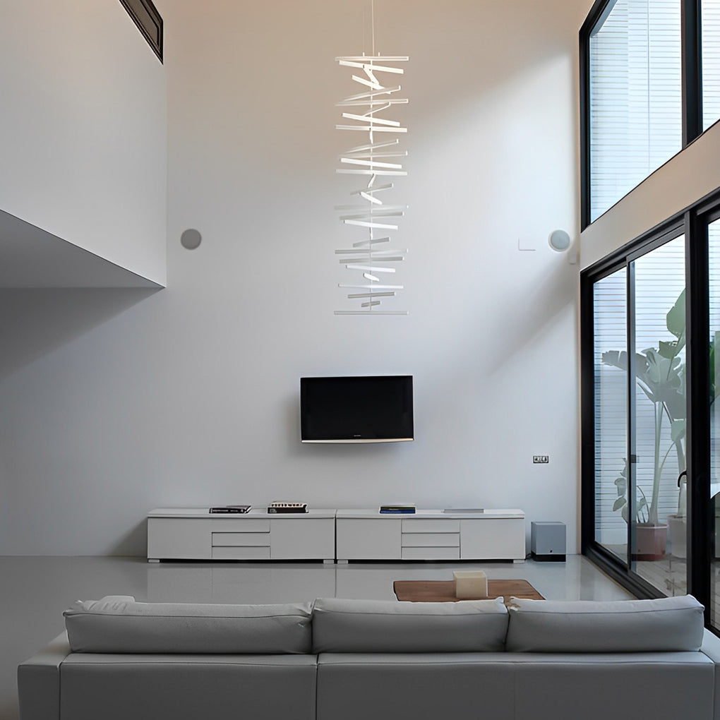 Black Art Pendants Light Nordic Wave Fish Bone Linear Ceiling Light