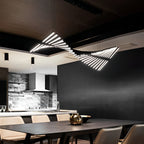 Black Art Pendants Light Nordic Wave Fish Bone Linear Ceiling Light