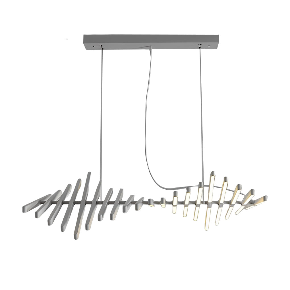 Black Art Pendants Light Nordic Wave Fish Bone Linear Ceiling Light