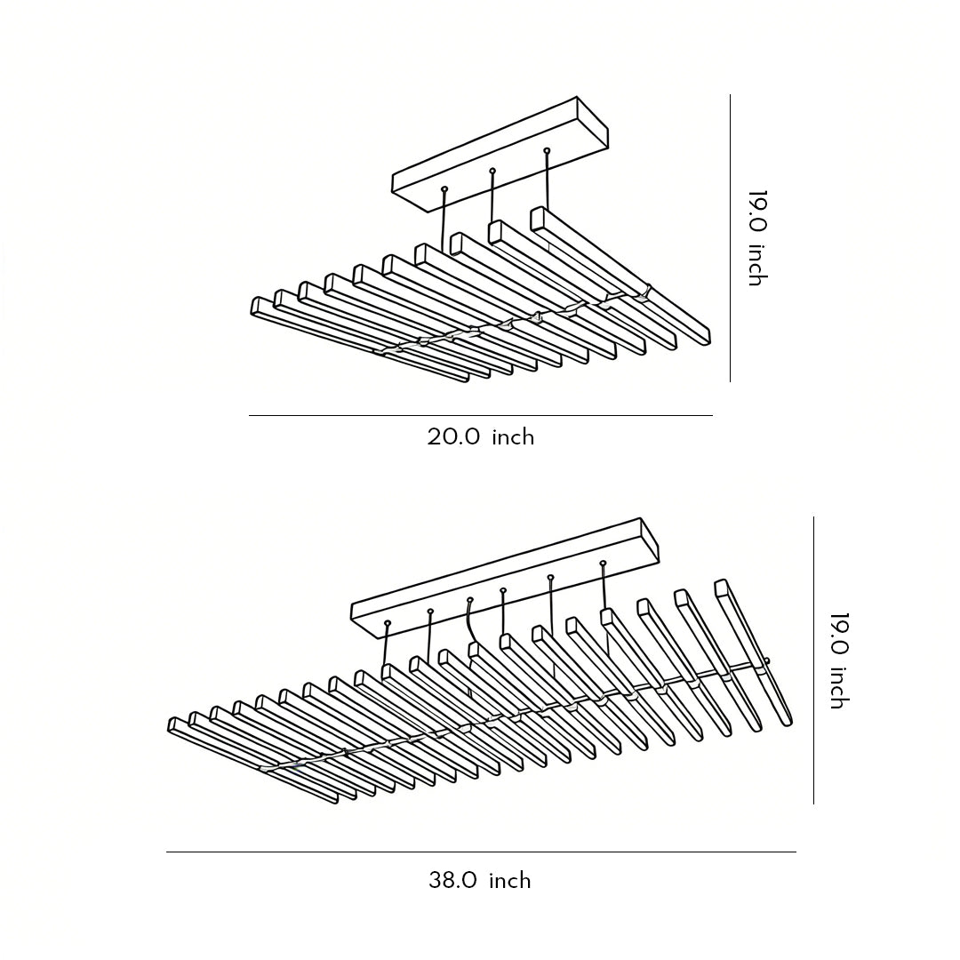 Black Art Pendants Light Nordic Wave Fish Bone Linear Ceiling Light
