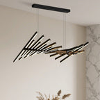 Black Art Pendants Light Nordic Wave Fish Bone Linear Ceiling Light