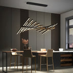 Black Art Pendants Light Nordic Wave Fish Bone Linear Ceiling Light