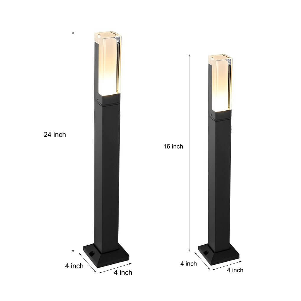Black Bollard Lights Cubic Aluminum LED Waterproof Light