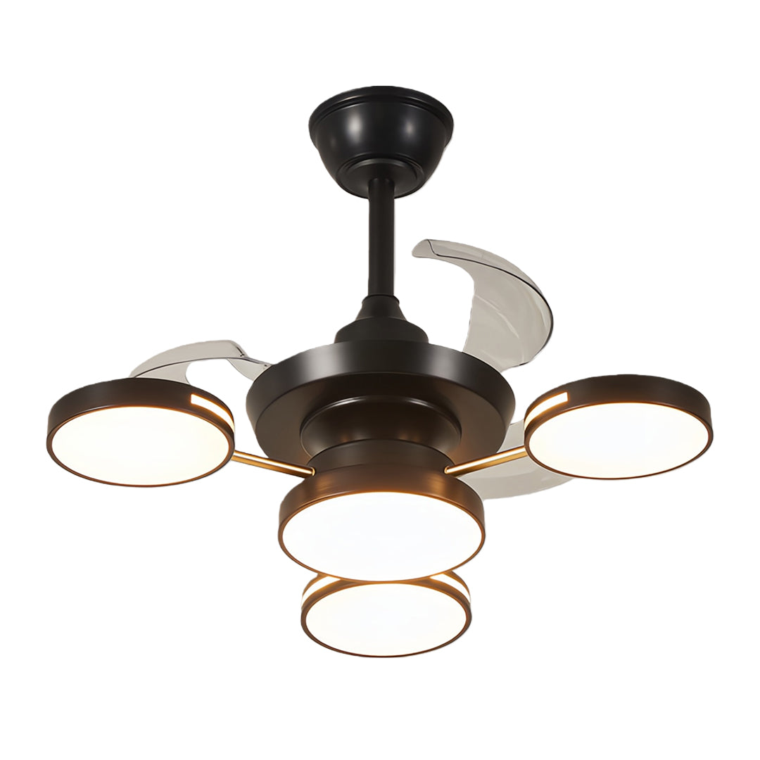 Ceiling Fan with Four Lights French Vintage Iron Art  3-Blade Fan Lamp