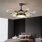 Black Modern Ceiling Fan with Light Minimalist Style Iron Body Light