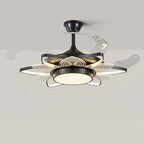 Black Modern Ceiling Fan with Light Minimalist Style Iron Body Light
