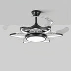 Black Modern Ceiling Fan with Light Minimalist Style Iron Body Light