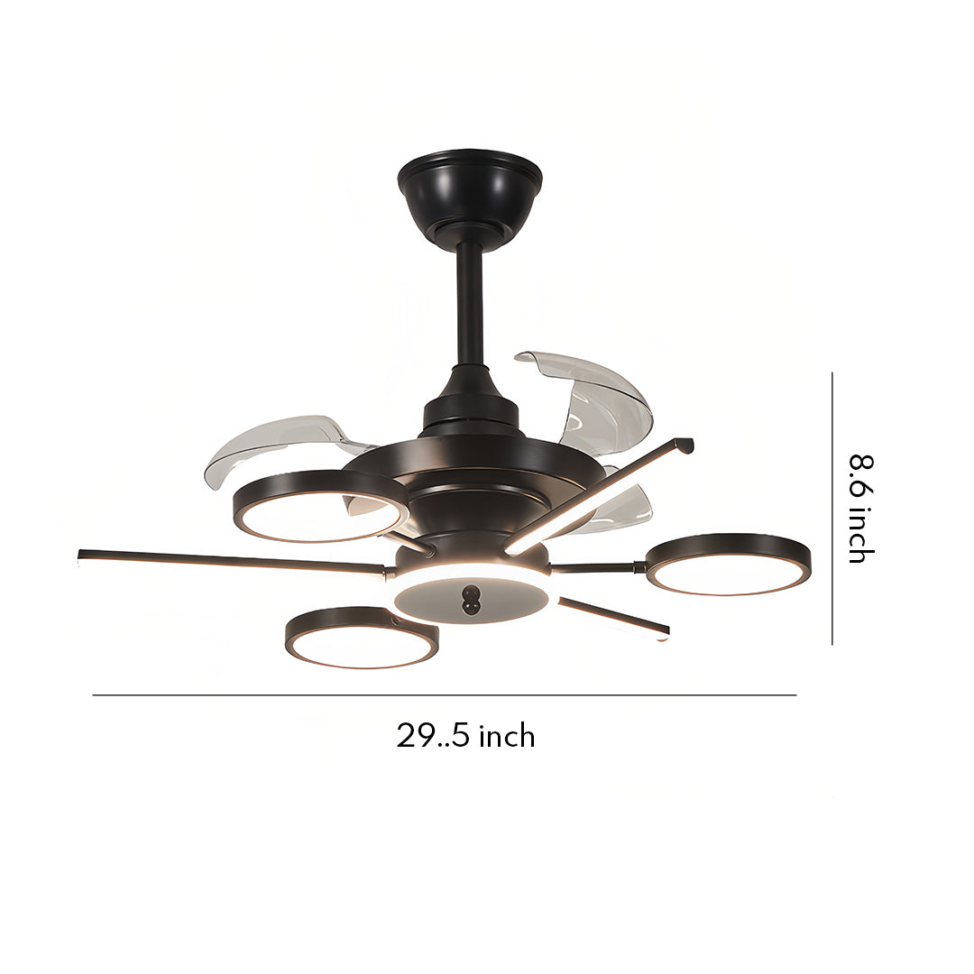 Ceiling Fan with Multiple Lights French Vintage Black Iron 3-Blade Fan