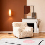Black Wrought Iron Floor Lamps Artistic Linen Cover Light