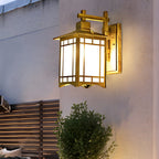 Lantern wall sconce retro LED die-cast aluminum glass lamp