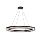 Black Glass Dimmable LED Ring Pendant Chandelier