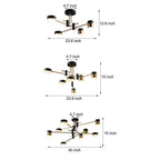 Black and Gold Sputnik Ceiling Light Geometric Radial Light