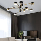Black and Gold Sputnik Ceiling Light Geometric Radial Light