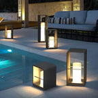 Black Lantern Outdoor Light Rectangular Frame Waterproof Lamp