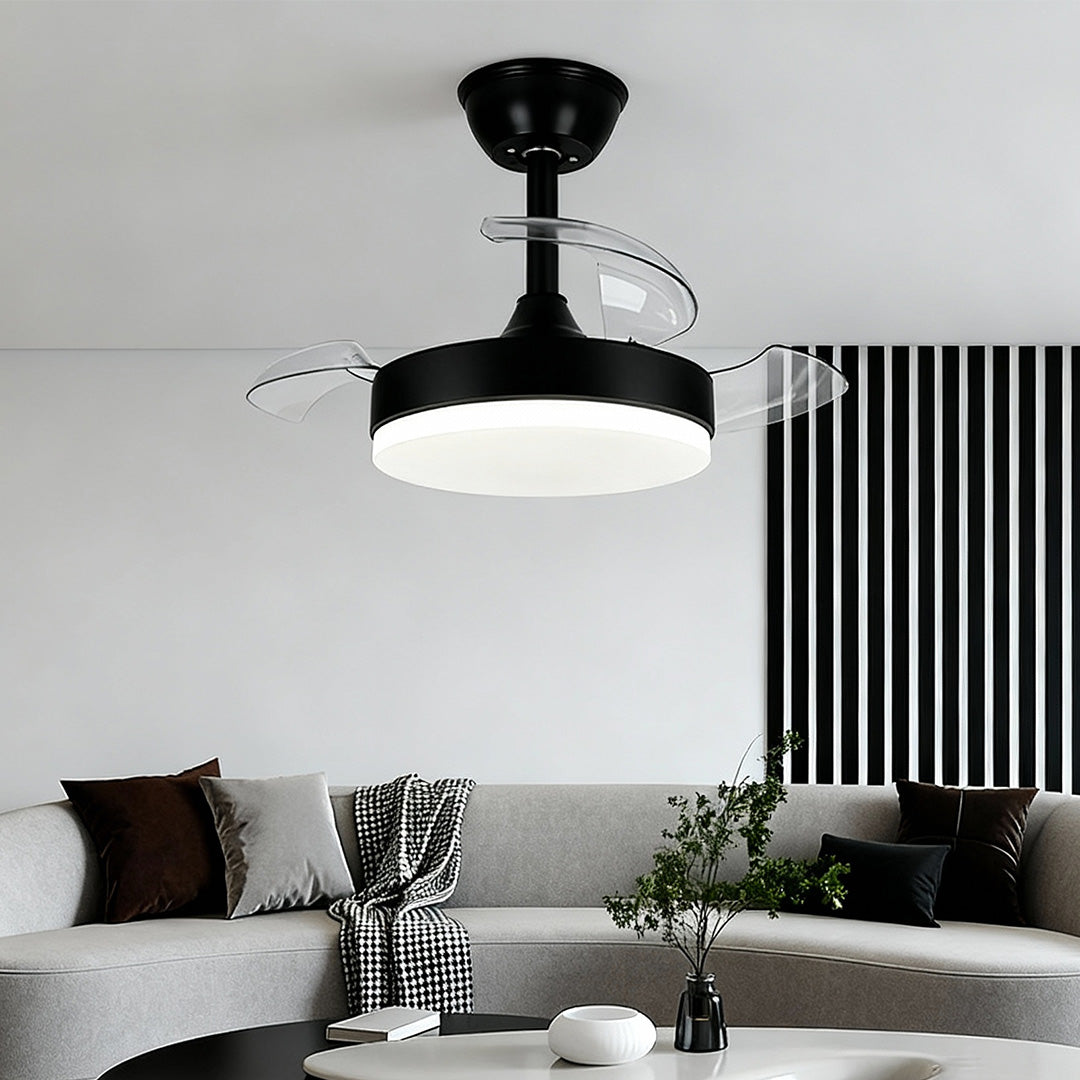 LED Ceiling Fans with Lights Stepless Dimming Silent Motor Lamp