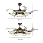 Black Modern Ceiling Fan with Light Minimalist Style Iron Body Light