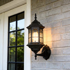 Black Outdoor Lantern Sconce European Waterproof LED Light