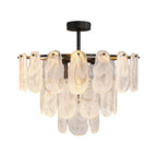 Midcentury Modern Chandelier Full-Copper Glass Ceiling Light