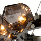 Black Round Chandelier with Geometric Glass Shades Ceiling Light