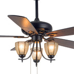 Vintage Style Ceiling Fans with Lights Wood Grain Dark Fan Lamp
