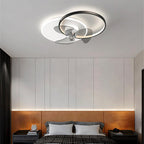 Black and White Ceiling Fans with Lights Modern Metal Light