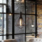 Black Wire Cage Pendant Light Vintage Geometric Ceiling Light
