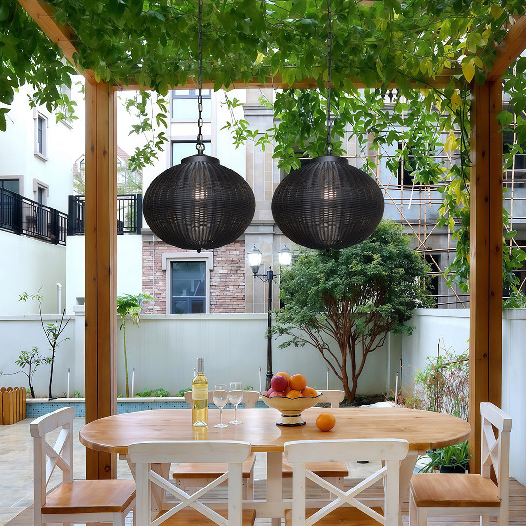 Black Woven Pendant Light Outdoor Waterproof Ceiling Light