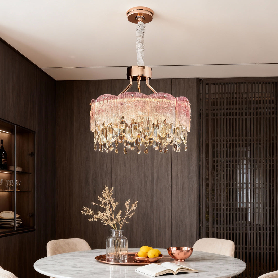 Glass Fringe Chandeliers French Luxury Crystal Ceiling Light