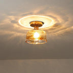 Creative Glass Lantern LED Electroplated Nordic Semi-Flush Mount Ceiling Lighting