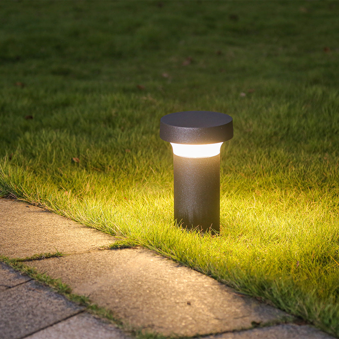 Modern Front Lawn Bollard Light |  Black LED Path Lights