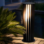 Bollard Path Light Geometric Black Cage Solar LED Light