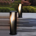 Bollard Path Light Geometric Black Cage Solar LED Light