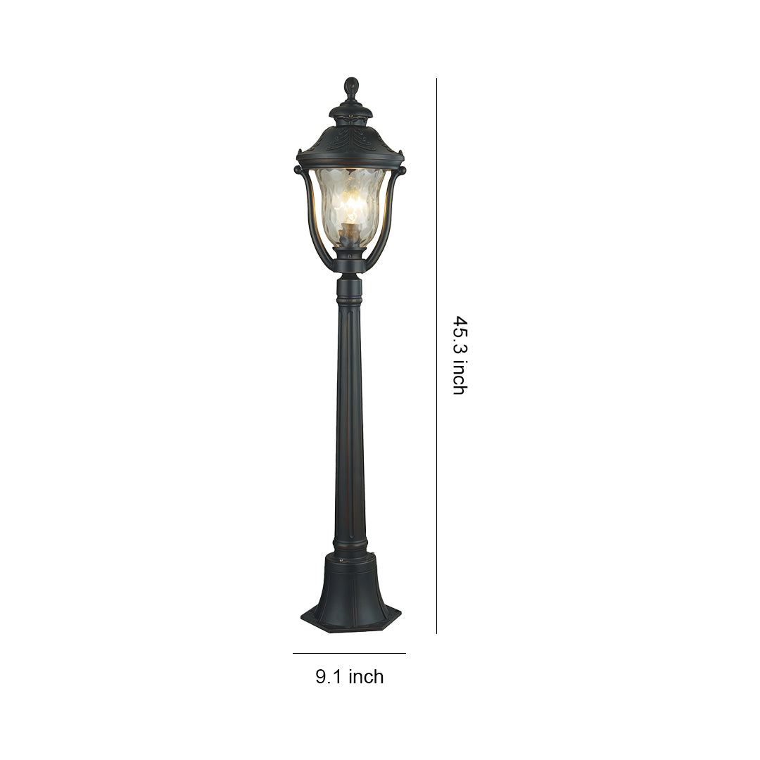 Bollard Post Light Outdoor Garden Glass Shade Aluminum Lamp
